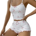 thumbnail image 4 of Cekizud Womens Pajamas Printed Bowknot Camisole Pajama Set Cute Homewear,Sizes S-2XL, 4 of 5