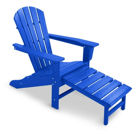 Polywood Recycled Plastic Big Daddy Adirondack Chair With Pull Out Ottoman