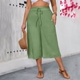 thumbnail image 2 of yillto Plus Size Women Capris Pant Wide Leg Loose Cropped Pants High Waist Drawstring Capri Trousers, 2 of 7