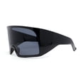 thumbnail image 3 of XL Oversized Shield Rectangle Super Thick Temple Plastic Sport Sunglasses All Black, 3 of 4