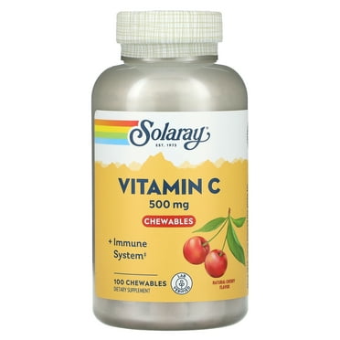 Solaray Vitamin C 500 mg Chewable | Natural Cherry Flavor | Healthy Immune Function & Collagen Synthesis Support | 100ct