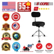 Drum Throne with Backrest, 4 Padded Stool with Airlift Adjustment 19-25, 441Lb Capacity Heavy-Duty Drum Stool for Drummers, Double-Braced Steel Base