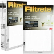 Filtrete 16x25x1 MPR 300 Pleated AC Furnace Air Filter, Basic Dust Clean Living, 6-Pack