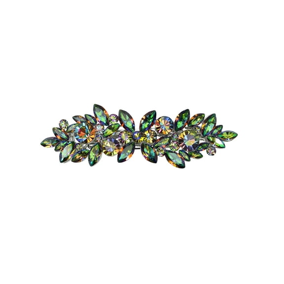 Faship Volcano Rainbow Multicolors Rhinestone Crystal Flower Barrette Clip