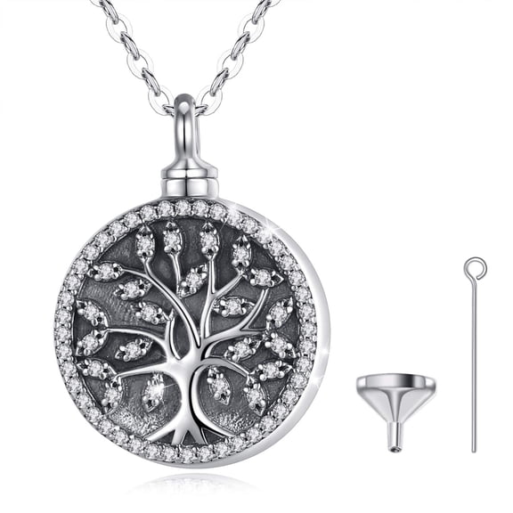 Eusense Urn Necklaces for Ashes 925 Sterling Silver Tree of Life Cremation Pendant Memorial Jewelry