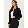 thumbnail image 3 of DARING DIVA Women's Cropped Blazer Button Front in Tweed Fabric L Black, 3 of 6