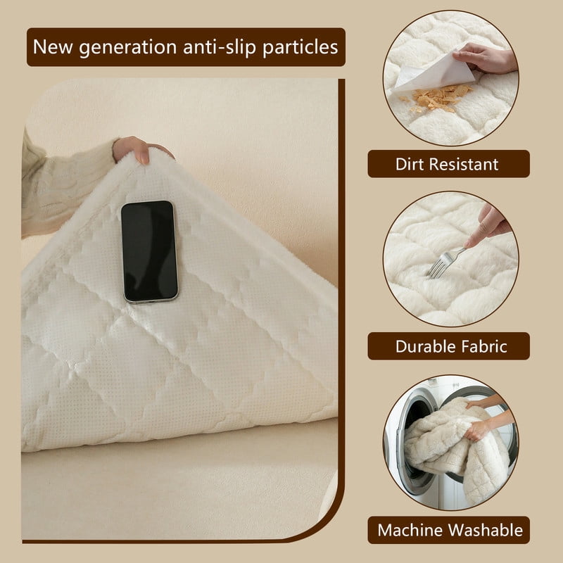 OHSIO Couch Cover for Pets, Non-Slip Fuzzy Sofa Slipcover, Washable Soft Sofa Protector for Couch Sofa and Sectional (White, 27.6'' x 59'')