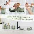 thumbnail image 2 of FOUNDLDF 5Pcs Glass Bathroom Accessory Complete Set，Bathroom Glass Accessories Set (Lotion Soap Dispenser, Soap Dish, Toothbrush Holder, Tumbler, Cotton Swab Jar) (Green), 2 of 8