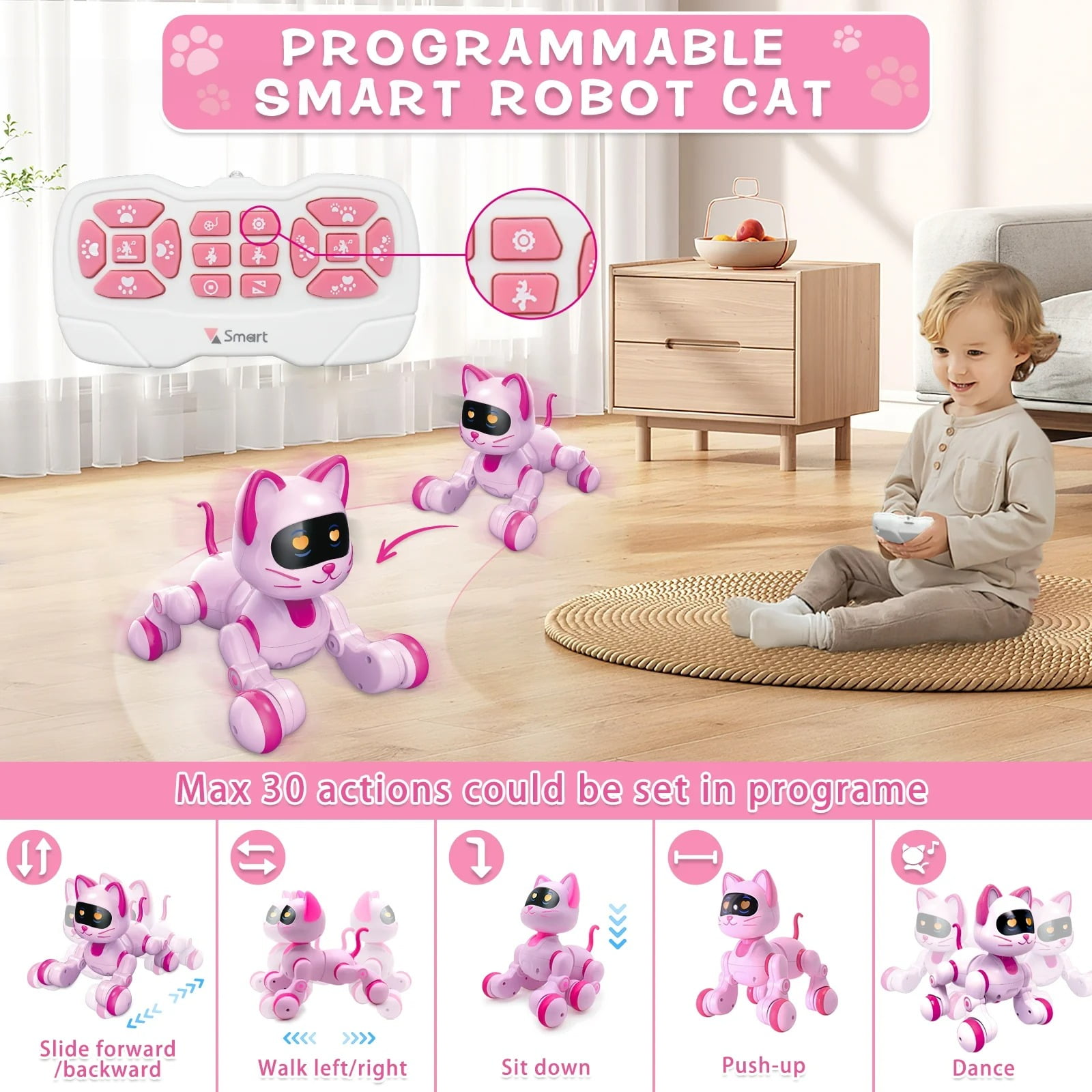 Gmdisc RC Robot Toys for Kids, Programmable Robot with Head Touch Sensing & Music Function, Toys Gift for 3-8