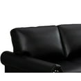 thumbnail image 4 of PU Leather 2 Seater Soft Chair with Nailhead Trim, Classic Couch with Brown Wooden Legs and Thick Cushion, Black Faux Leather Loveseat Sofa for Living Room, Office, Apartment, 4 of 7