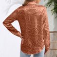 thumbnail image 3 of Soft Silky Satin Shirts for Women Button Down Collared Blouses Leopard Print Solid Long Sleeve Dressy Casual Tops (2XL, Khaki), 3 of 5