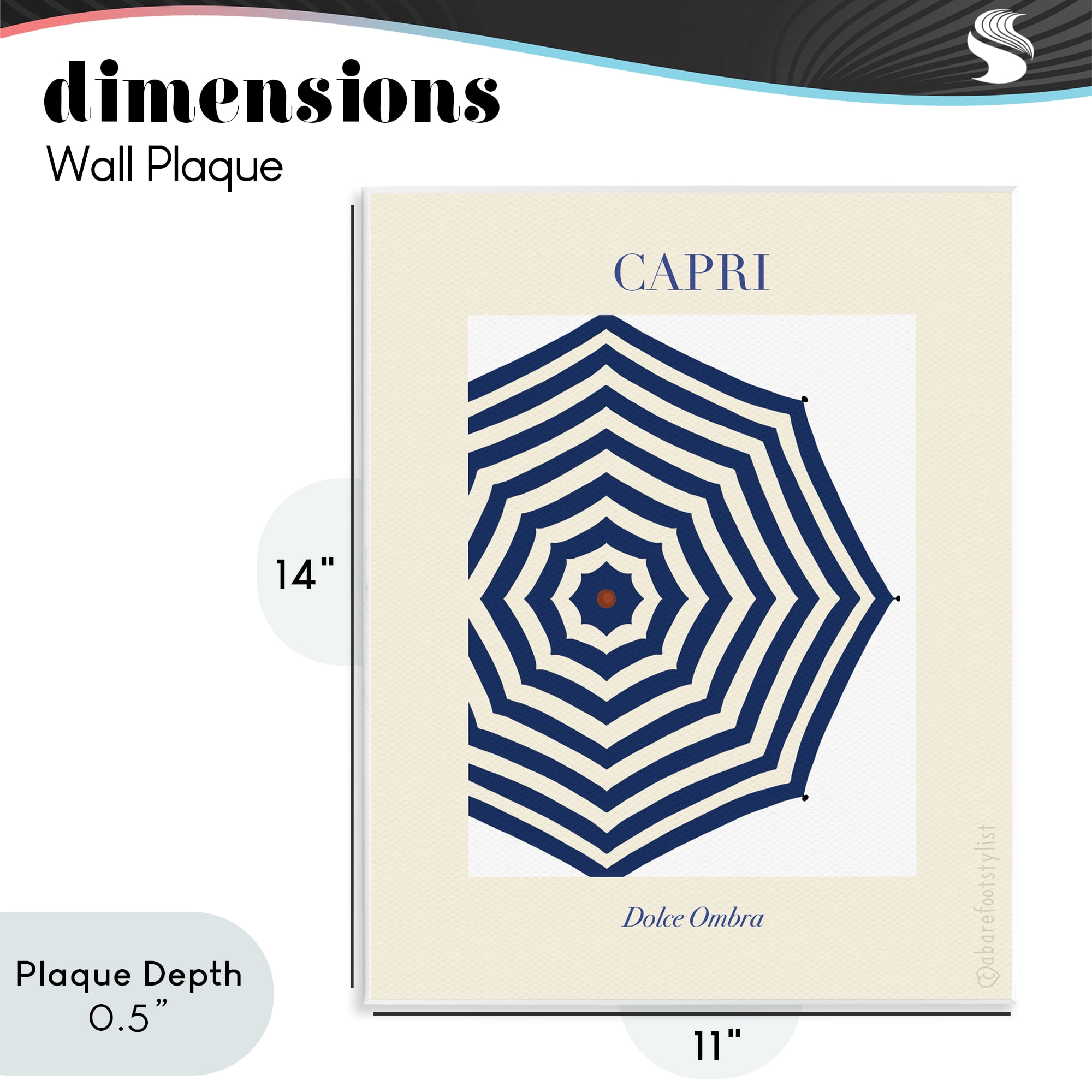 Stupell Industries Capri Striped Umbrella Wall Plaque Art, design by A Barefoot Stylist