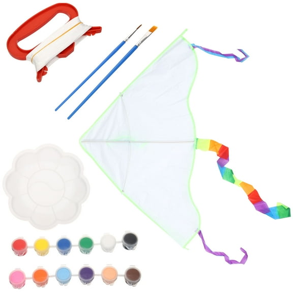 LEORX 1 Set Kids Drawing Kite Set with Blank Kites Material Kit for DIY Painting Kite Toys and Kids Outdoor Kite Play