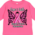 thumbnail image 4 of Inktastic Breast Cancer Awareness Hope and Faith with Butterfly Ribbon Girls Long Sleeve Toddler T-Shirt, 4 of 5