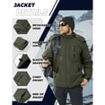 thumbnail image 4 of TACVASEN Men's Winter Waterproof Ski Jackets with Hooded Windproof Fleece Warm Snow Coat with Multi-Pockets For Hiking and Snowboarding ,Army Green,2XL, 4 of 6