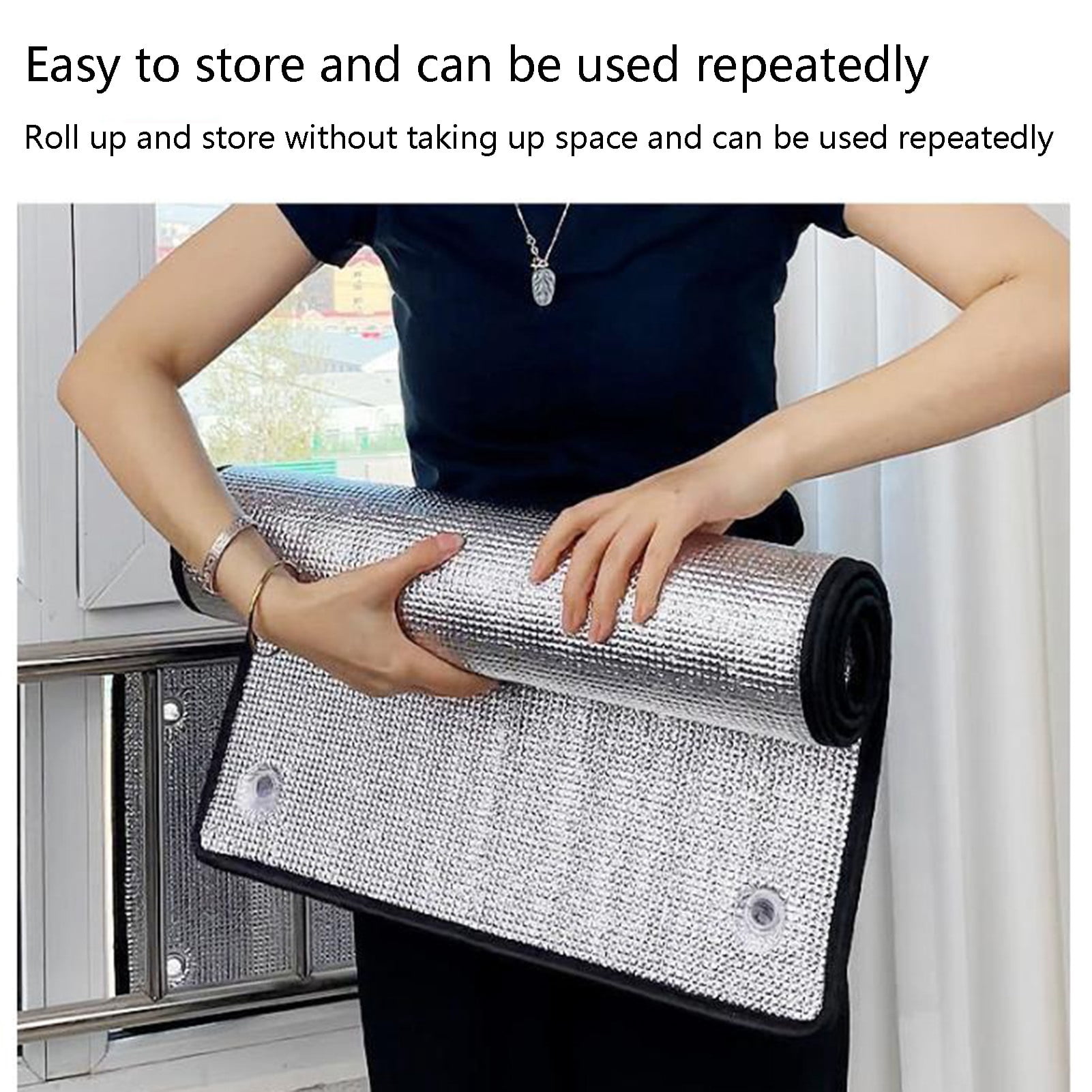 Aluminized Thermal Insulation Film, Anti-Heat Window Film, Sun Protection, Blackout Window Film, with Suction Cups, Privacy Window Film