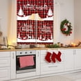 thumbnail image 5 of 3 Pcs Christmas Kitchen Window Tier Curtains and Valance Set Xmas Tree Deer Red Black Buffalo Plaid Christmas Curtains for Bedroom Living Room Kitchen Decor, 54"L x 24"W Valance, 5 of 6