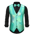 thumbnail image 3 of Chaleco de novio Retro Disco novio boda fiesta chaleco de hombre conjunto de pajarita con superficie brillante cuello en V de un solo pecho para especial, 3 of 5