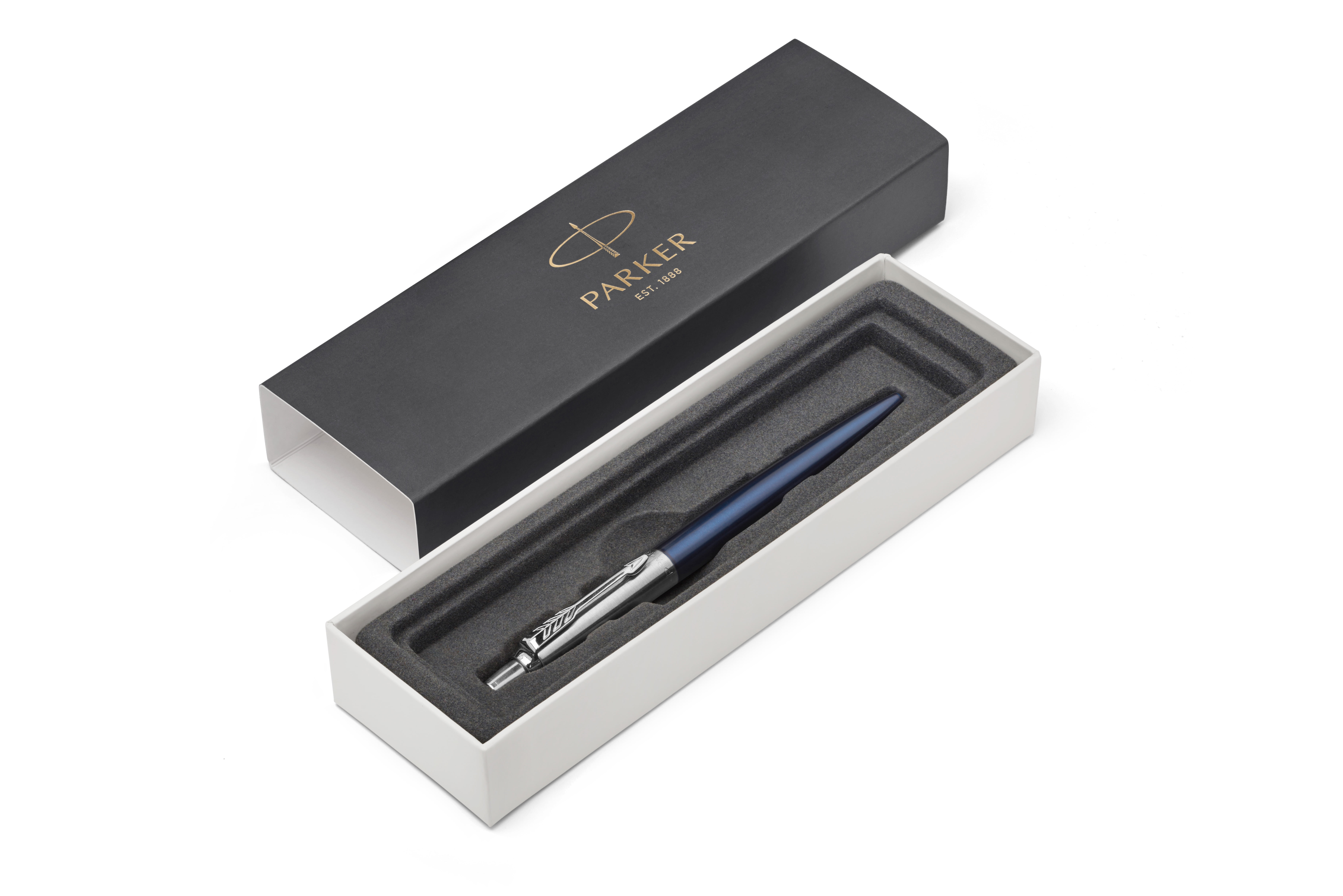 RRP£16 Parker Jotter Ballpoint Blue Ink Pen Silver New Boxed 100% Genuine