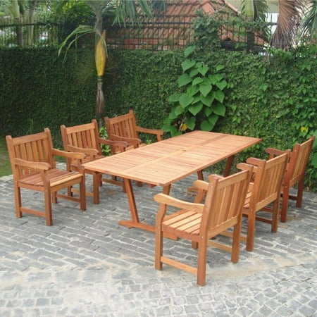 English Garden Rectangular Extension Table Outdoor Dining Set - Seats 6