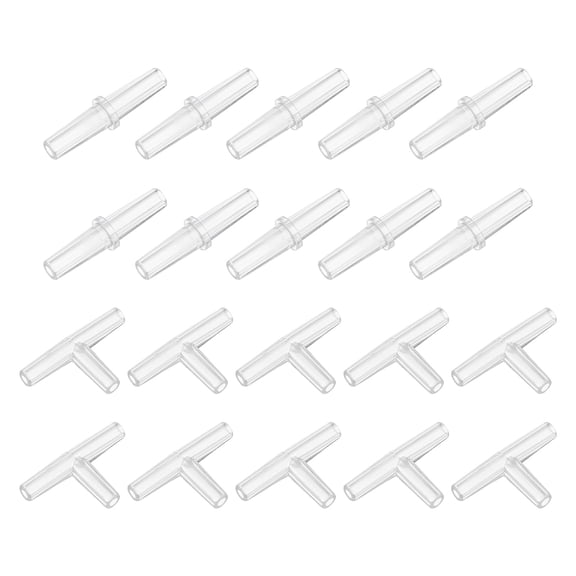 Uxcell Aquarium Air Valve Connector, Aquarium Air Pump Accessories Straight&T Connector Plastic Inline Tubing, (20 Pcs), Intended for Fish Tank Oxygenation System