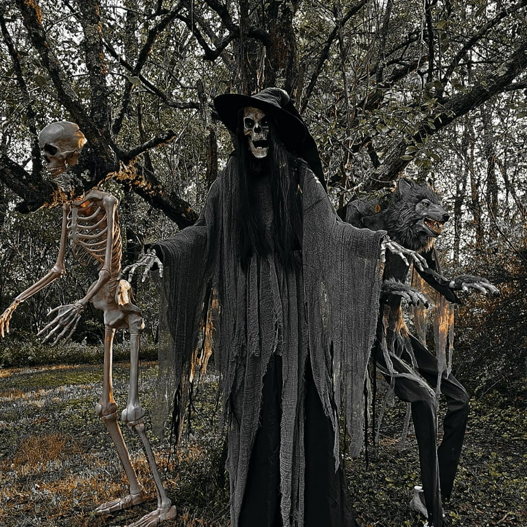 Haunted Hill Farm 7.5 ft Tall Motion-Activated Macabre Skeleton