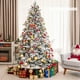 thumbnail image 1 of Costway Árbol de Navidad flocado preiluminado de 210 cm con bisagras, 300 luces LED y 1687 puntas de ramas, 1 of 6