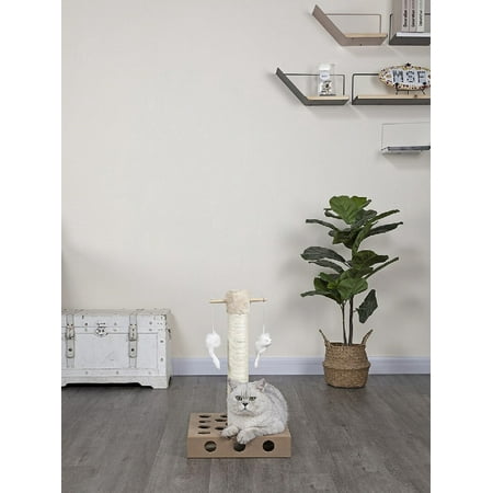 UPC: 0810602021378 | Go Pet Club Beige Scratching Post with Toys