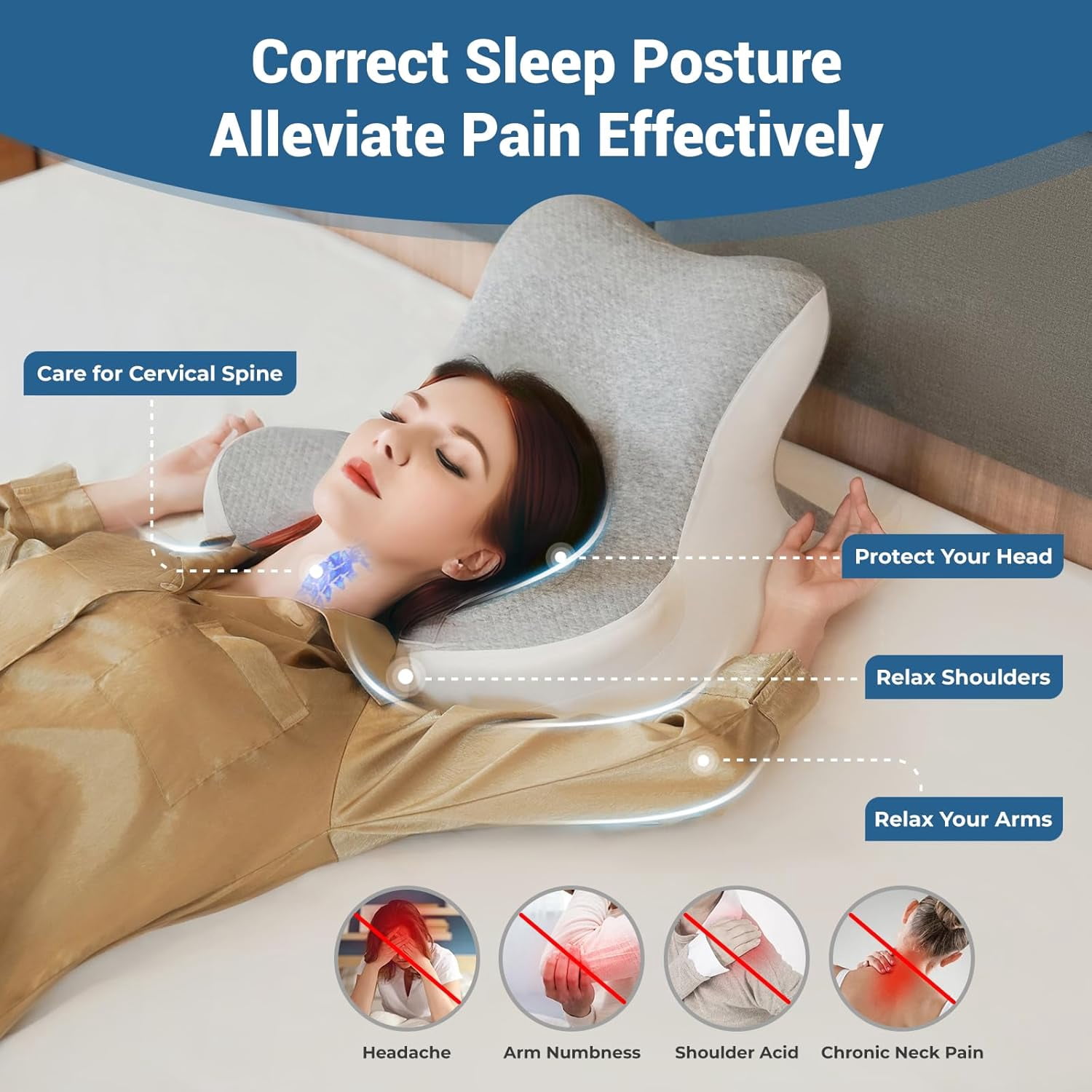 Ergonomic Memory Foam Bed Wedge Pillow for Reading, Lying, and Back Support on Bed, Couch, or Floor - Grey
