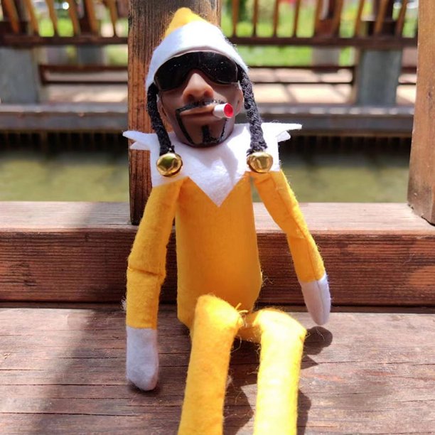 11,81 pulgadas lindo muñeco de elfo navideño figura de peluche navideña adorno de juguete (amarillo)