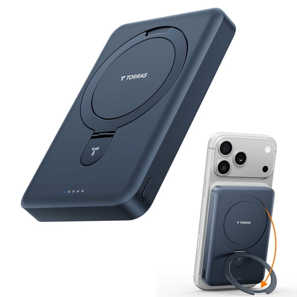 TORRAS EasyGo 10000mAh Chargeur Portable Magnétique Banque d'Alimentation pour iPhone, Batterie Sans Fil de Voyage à Charge Rapide Essentielle avec Support Compatible wi