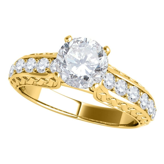 Mauli Jewels Engagement Rings for Women 1.00 Carat Diamond hand-crafted Engagement Wedding Ring4 Prong-Setting10K Yellow Gold