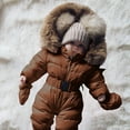 thumbnail image 2 of Coerni Baby Winter Puffer Snowsuit Faux Fu𝐫 Hooded Down Outfits Elastic Waist Warm Zip Up Quilted Onesie Ski Jacket, 2 of 7