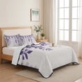 thumbnail image 5 of Twin XL Quilt Set 68''x98'', Purple Ombre Botanical Lightweight Bedspread Coverlet Set with 2 Pillow Shams, Watercolor Pastoral Leaf Farmhouse Breathable All Season Quilt Bedding for Dorm/Guest Room, 5 of 9