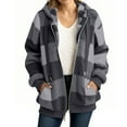 thumbnail image 3 of Aboser Flannel Plaid Jackets for Women Fashion Tartan Hooded Shackets Thermal Fuzzy Fleece Jacket Coat Comfy Soft Long Sleeve Outerwear Coats with Pockets, 3 of 6