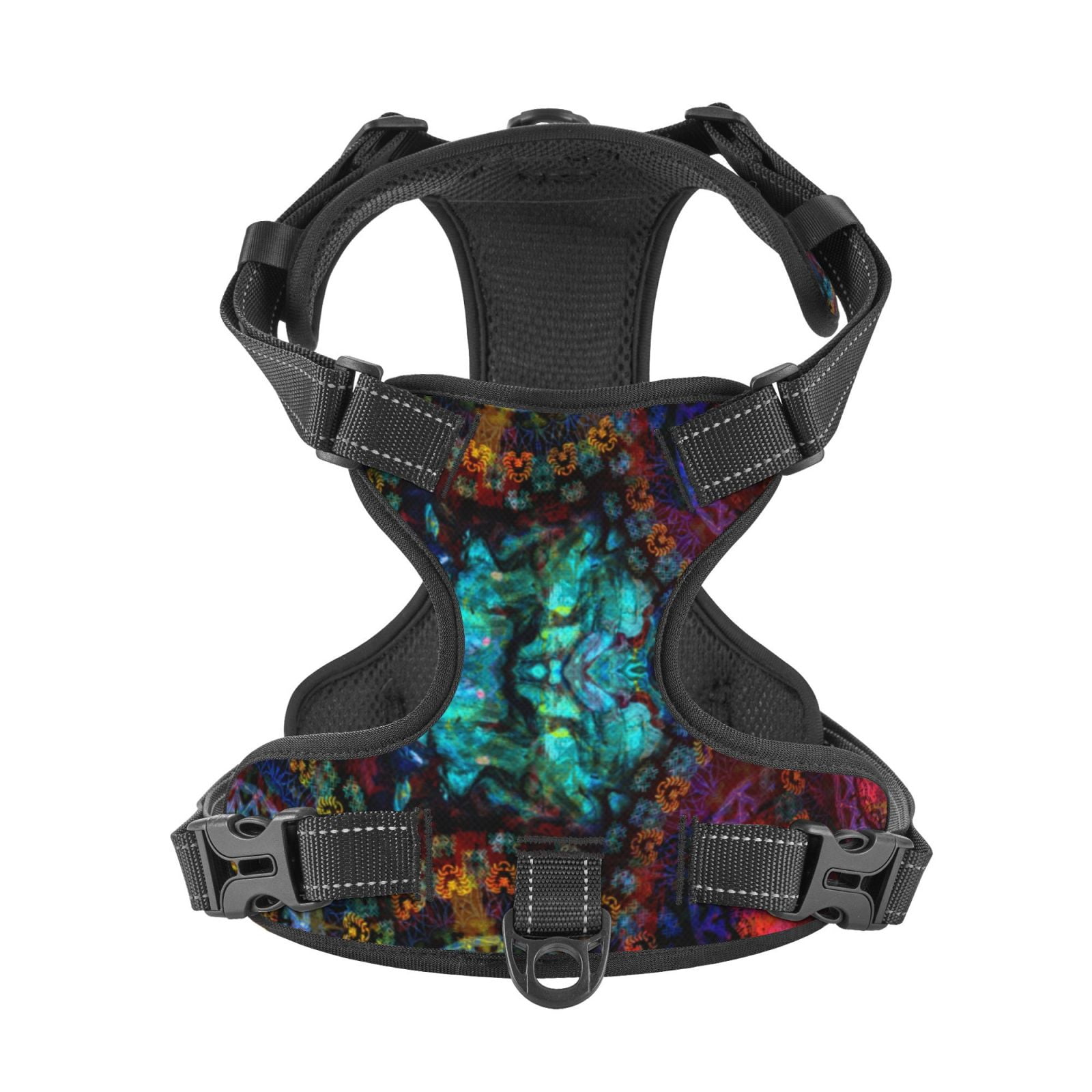 Kdxio Mandala Colorful Print No Pull Dog Harness Adjustable Reflective Oxford Easy Control Medium Large Dog Harness for Training and Everyday-Large