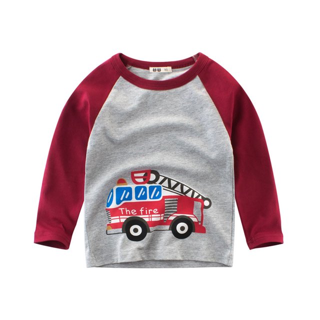 KYAIGUO T-Shirt Décontracté à Manches Longues pour Garçons Tout-Petits 1-9 Ans T-Shirt Bébé Printemps Automne Col Rond