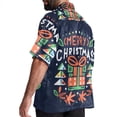 thumbnail image 3 of Christmas Font Men's Short Sleeve Hawaiian Shirt, Casual Printed Button Down Beach Tops, Summer Poplin Spread Collar Unisex Button Down Shirts, 3 of 6