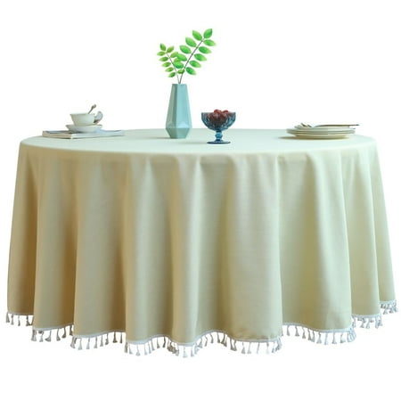 

Large Round Tablecloth Vintage Tassel Side Tablecloth Dustproof Tablecloth For Living Room Bedroom Study Outdoor-G-102inch
