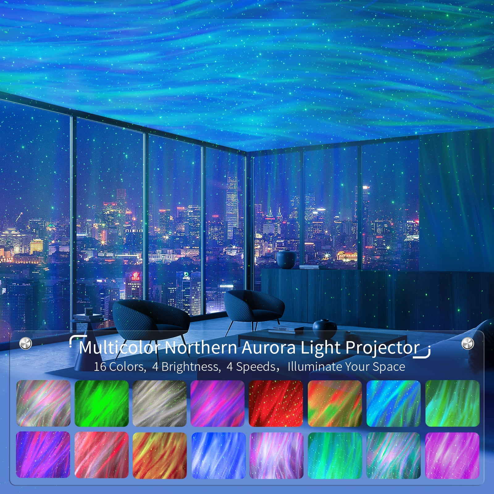 Projector, Star Projector for Bedroom, Night Lights for Kids Room with White Noise, Bluetooth Speaker, Timer and Remote, Room Decor, Gifts for Girls, Boys, Adults, Christmas, Birthda