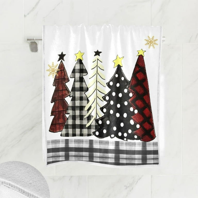 Buffalo Plaid Christmas Tree Hand Towels 2 Pack 28x14.5 in Bathroom Towel  Sup