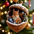 thumbnail image 6 of Rustic Woodland Christmas Ornament, 3.15 Inch Resin Acorn Shell Animal Ornament, Hanging Decor for Tree Mantel Wreath Thanksgiving Centerpiece, Squirrel with Winter Sock, 6 of 7
