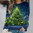 thumbnail image 2 of Feancey Womens Xmas Tree Sweatshirt Loose Crewneck Long Sleeve Holiday Pullover Novelty Christmas Print Casual Tunic Sweatshirts Fall Fashion Clothes Green XXL, 2 of 7