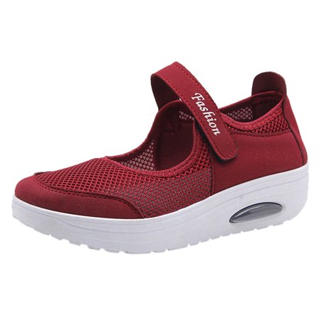 

keusn non slip shoes for women women s fashion casual mesh breathable lightweight shoes walking shoes sport running shoes red size 5.5