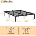 thumbnail image 3 of Negra metal platform marco de cama in queen size, 14-pulgada, con almacenamiento space, high bearing capacity, heavy-duty y sturdy, no box spring required, easy to assemble, 3 of 5