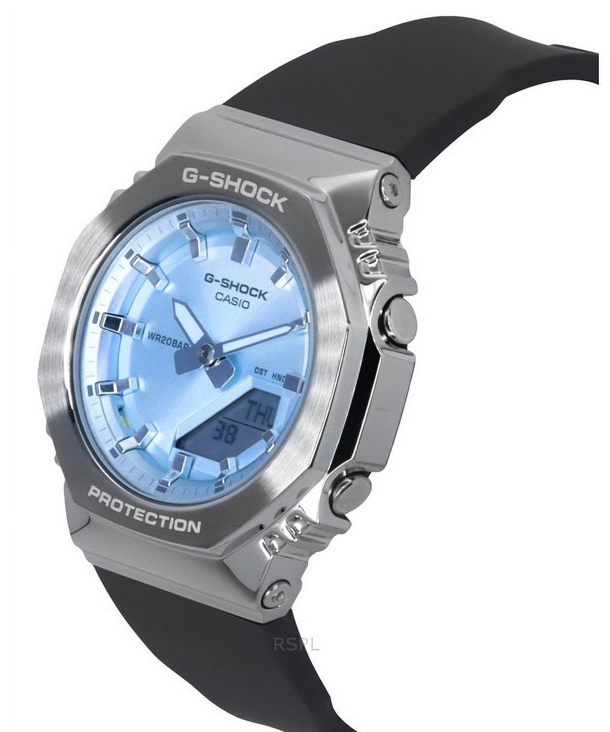 Casio G-Shock GM-S2110-2ADR Women’s Analog-Digital Watch, Stainless Steel Bezel, Shock-Resistant, Resin Band