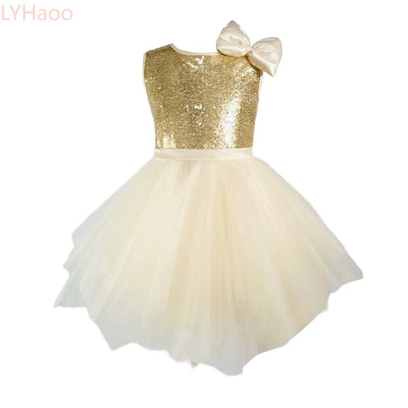 LYHaoo Girls' Color Sleeveless Party Dress With Cute Round Neck For Kids Stage Performance Ready Lightweight Skirt For Girls,Dresses for School Casual Sizes 2-3 Years Beige