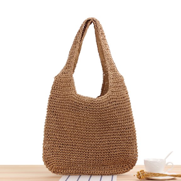 Women Beach Bag Fashion Simple Single Shoulder Crochet Handmade Weaving Handbag