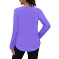 thumbnail image 5 of Women’s Long Sleeve Quick Dry Workout Shirt UPF 50 Sun Protection Crew Neck Lightweight Top for Hiking Running Gym and Outdoor Activities,Purple,XXL, 5 of 8