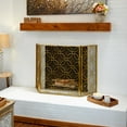 thumbnail image 3 of DecMode 53" x 31" Gold Metal Foldable Mesh Netting 3 Panel Geometric Fireplace Screen, 1-Piece, 3 of 13